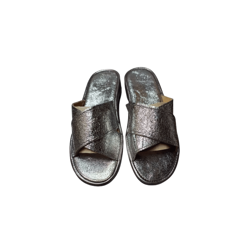 Rodi Women's Silver Sheepskin Leather Summer Slides