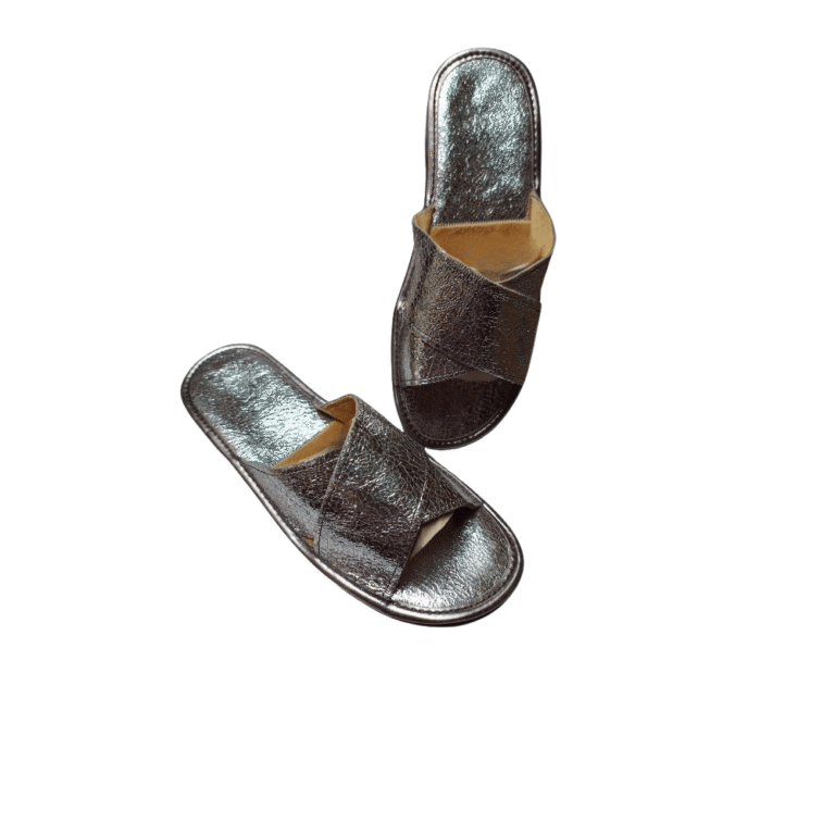 Rodi Women's Silver Sheepskin Leather Summer Slides