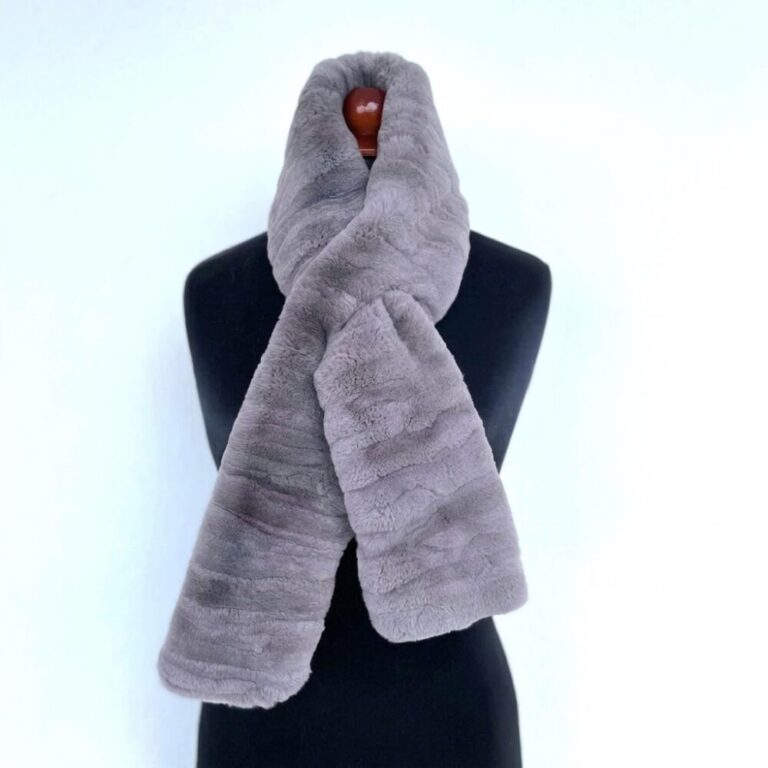 Grey Women's Natural Rabbit Fur Scarf VFC